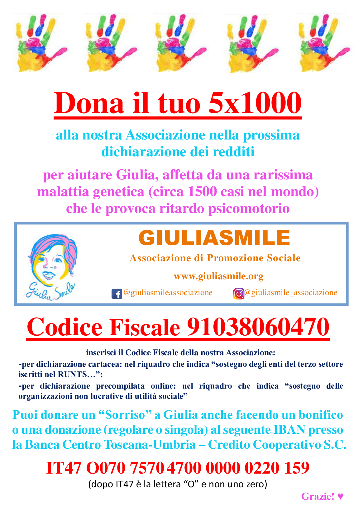 devolvi il tuo 5x1000 a Giulia